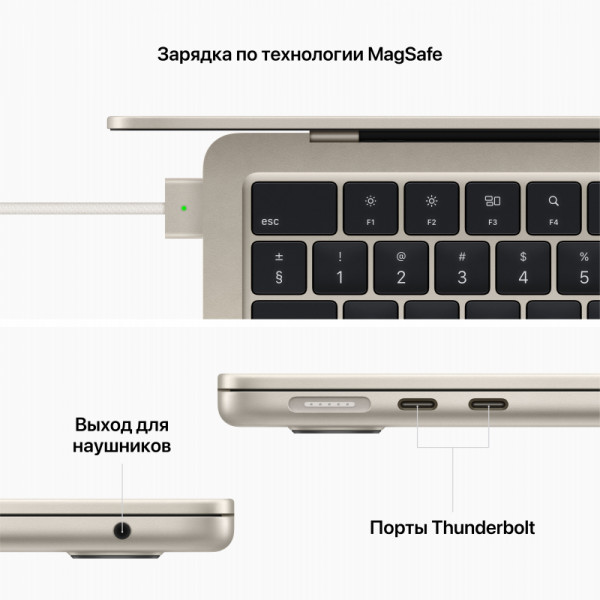 Apple MacBook Air 13" (M2, 8C CPU/8C GPU, 2022), 8 ГБ, 256 ГБ SSD, Сияющая звезда