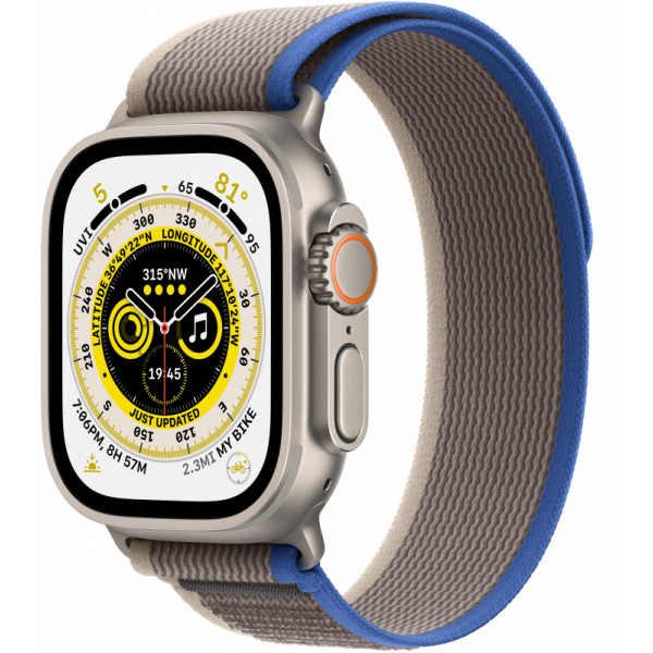 Apple Watch Ultra GPS + Cellular, 49 мм, корпус из титана, ремешок Trail, размер M/L, синего/серого цвета